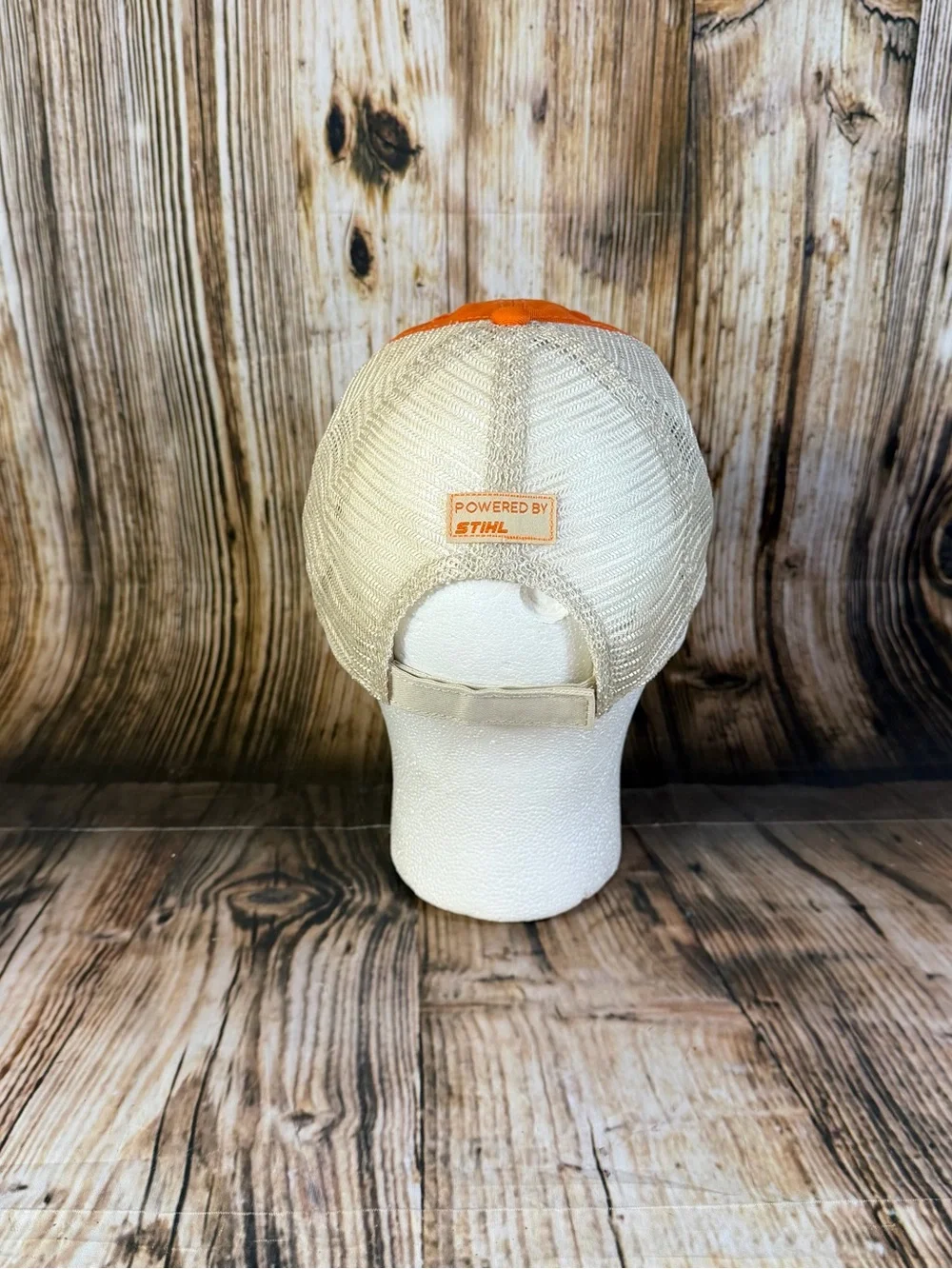New STIHL Chainsaw Patch Strapback Adjustable Hat Mesh Trucker Orange White Cap